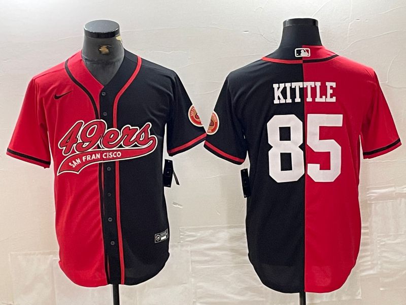 Men San Francisco 49ers 85 Kittle Black and red semi-joint name 2024 Nike Limited NFL Jersey style 1